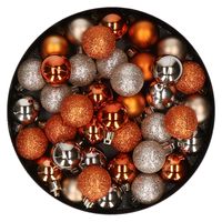 Set van 40x stuks kunststof kerstballen mix champagne en oranje 3 cm   - - thumbnail