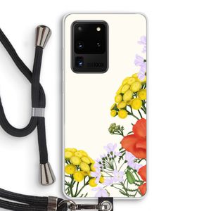 Wilde bloemen: Samsung Galaxy S20 Ultra Transparant Hoesje met koord