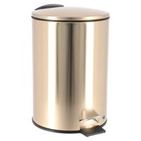 Prullenbak/vuilnisbak - 3L - goud - metaal - H24 cm - badkamer - soft close functie