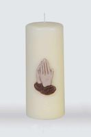 Traditionele Kerkkaars - Gedachteniskaars met Biddende Handen - 20 x 7 cm