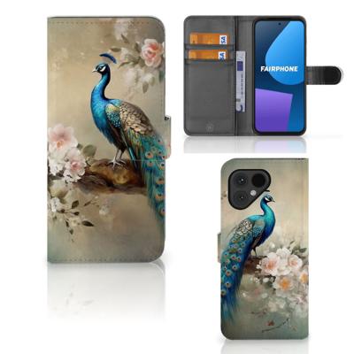 Telefoonhoesje | Met pasjeshouder | voor Fairphone 5 Vintage Pauwen