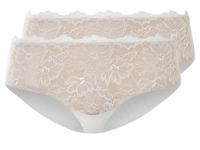 esmara 2 dames hipsters (Beige/wit, S (36/38))