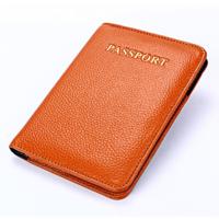 Litchi textuur multifunctionele echte lederen paspoort pakket voor travel(Brown)