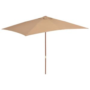 VidaXL Parasol met houten paal 200x300 cm taupe