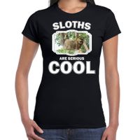 T-shirt sloths are serious cool zwart dames - luiaarden/ hangende luiaard shirt 2XL  -