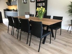 Set van 8 leren eetkamerstoelen - zwart leer - Echt leer, Modern, ontdek de vele Leersoorten en Kleuren bij ShopX