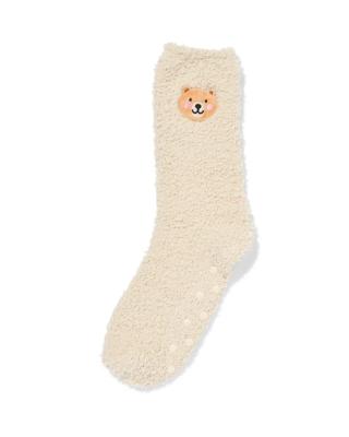 HEMA Huissokken Maat 36-41 Fluffy Teddybeer Crème