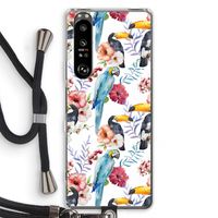 Bloemen tukan: Sony Xperia 1 III Transparant Hoesje met koord