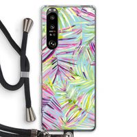 Tropical Palms Blue: Sony Xperia 1 III Transparant Hoesje met koord