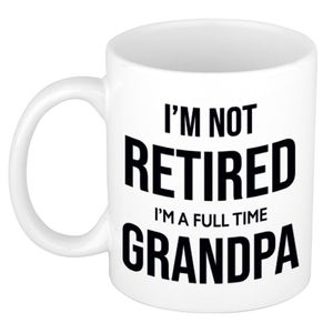 Im not retired im a full time grandpa / opa pensioen mok / beker wit afscheidscadeau 300 ml