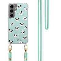 Samsung Galaxy S24 Plus hoesje met mint koord - Panda print