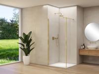 Inloopdouche Van Rijn Products ST01 Met Haaks Deel L&R 140x200 cm 8 mm Helder Glas Incl. Stabilisatiestang Geborsteld Messing
