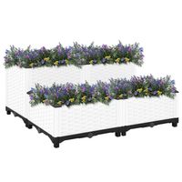 The Living Store Verhoogde Tuinbak - Rattan - 80 x 80 x 38 cm - Wit