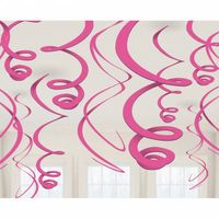 12 swirls decoraties roze - thumbnail