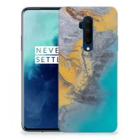 OnePlus 7T Pro TPU Siliconen Hoesje Marble Blue Gold