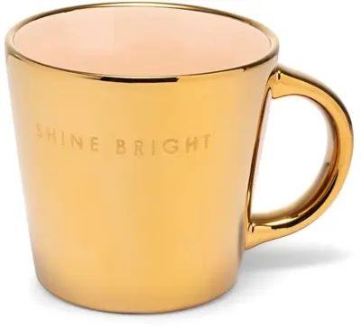 Vondels cappuccinokop keramiek shine bright 9x9.5cm gold, ecru