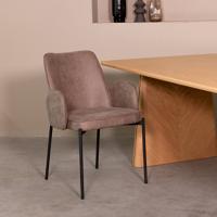 LABEL51 Eetkamerstoel Joni - Taupe - Micro Suede - Black Frame