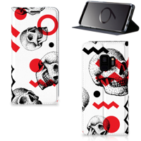 Mobiel BookCase Samsung Galaxy S9 Skull Red