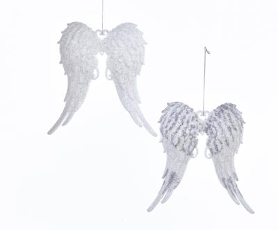 White With Silver Glitter Angel Wings 5.7 Inch - Kurt s adler