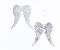 White With Silver Glitter Angel Wings 5.7 Inch - Kurt s adler