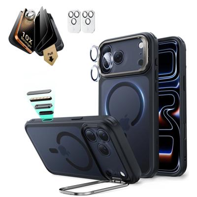 iPhone 17 Pro Max Bundle Classic Hybrid Magnetic Case (Stash Stand) and Armorite Pro Privacy Screen Protector - Frosted Black
