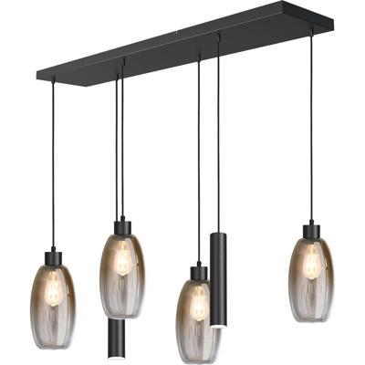 Masterlight Glazen hanglampOlive 4x Ø 15cm - 2x Run - zwart - 2431-05130256RB20215