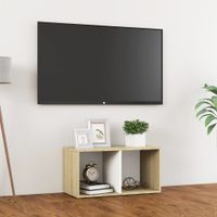 Tv-meubel 72x35x36,5 cm spaanplaat wit en sonoma eikenkleurig - thumbnail