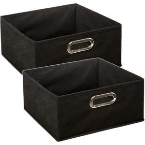 Set van 4x stuks opbergmand/kastmand 14 liter zwart linnen 31 x 31 x 15 cm