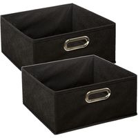 Set van 4x stuks opbergmand/kastmand 14 liter zwart linnen 31 x 31 x 15 cm - thumbnail