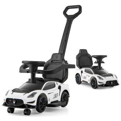 Maserati-Gelicenseerde 3-In-1 Duwauto voor Kinderen 2 Universele Wielen Muzikale Besturing Handrails Stuur Loopauto-Wit