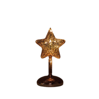 Ster op stam glas led op batterij met timer h19 cm mercury bruin - Annas collection