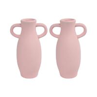 Countryfield Amphora vaas - 2x stuks - roze terracotta - D12 x H20 cm - Vazen - thumbnail