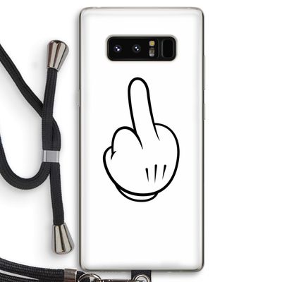 Middle finger white: Samsung Galaxy Note 8 Transparant Hoesje met koord