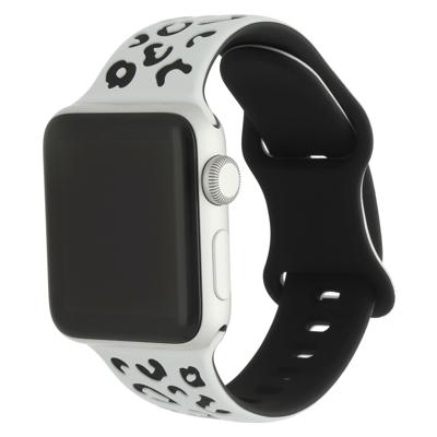 Apple Watch Siliconen Luipaard Wild Band - Wit Zwart -