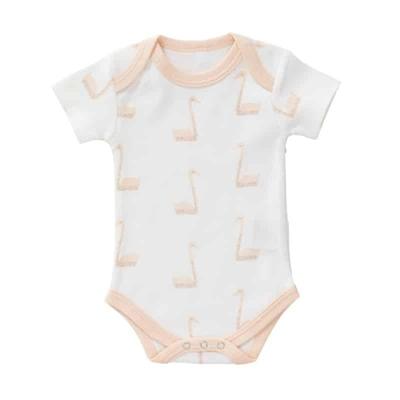 Fresk romper korte mouw Swan Pale Peach-6-12 mnd