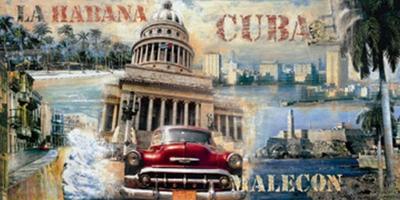 Kunstdruk John Clarke - La Habana Cuba 100x50cm