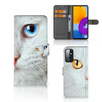 Samsung Galaxy M52 Telefoonhoesje met Pasjes Witte Kat