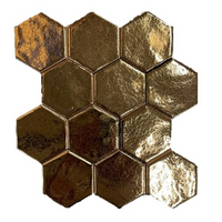 Terre d'Azur Hexagonale Mosaic wandtegel 28x30cm goud - thumbnail