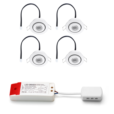 Set LED-inbouwspot Piccolo wit 3W dimbaar 3-6 stuks
