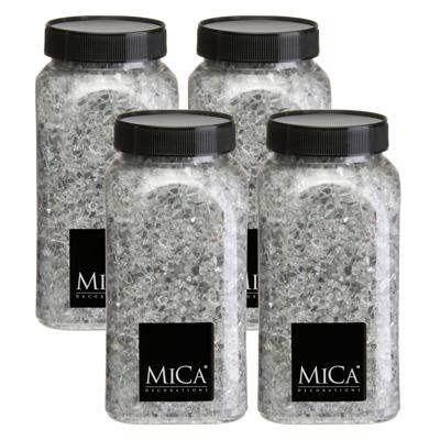 Mica Decorations decoratie stenen / granulaat - 4x - 650 ml - 1-2 mm - spiegel glas
