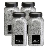 Mica Decorations decoratie stenen / granulaat - 4x - 650 ml - 1-2 mm - spiegel glas