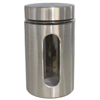 Gerimport Voorraadpot - zilverkleurig - RVS - deksel - 1000 ml