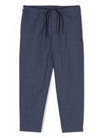 Emporio Armani Kids pantalon en coton stretch à lien de resserrage - Bleu - thumbnail