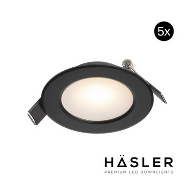 Inbouwspot Häsler Murcia Incl. Fase Aansnijding Dimbaar 9.2 cm 4 Watt Warm Wit Zwart Set 5x