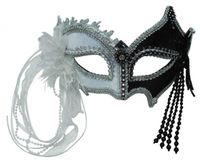 Zwart met wit Venetiaans carnaval oogmasker - thumbnail