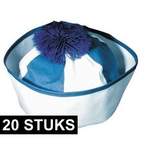 20x Blauwe matrozen hoedjes/matrozenpetten