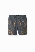 Bermuda met palmbomenprint - BLUE - 28