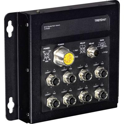 TRENDnet TI-TPG80 8-poorts Industriële EN50155 M12 Gigabit PoE+ Spoorweg Switch