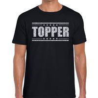 Topper t-shirt zwart met zilveren glitters heren - thumbnail