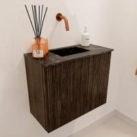 Toiletmeubel Mondiaz Joya Dlux | 50 cm | Meubelkleur Walnut | Faye wastafel Lava Wasbak Midden | Zonder kraangat(en)